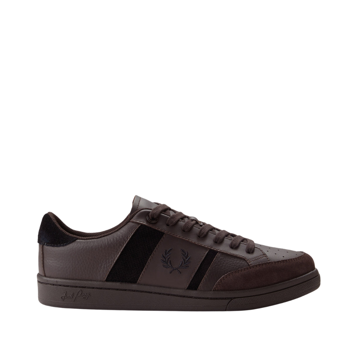 Sapatilhas B725 Fred Perry em pele castanhas