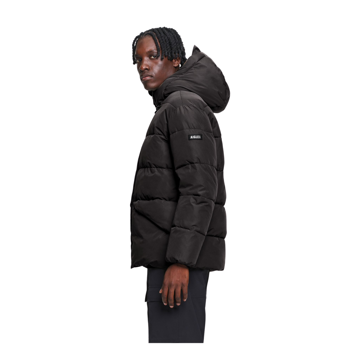 AIGLE Ultra Black Hooded Quilted Jacket