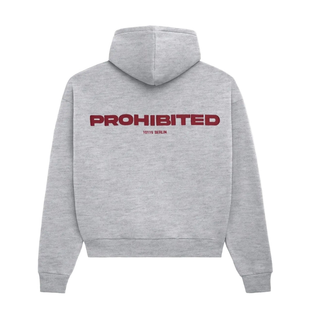Grey Prohibited 10119 Brushed Unisex Zip Hoodie