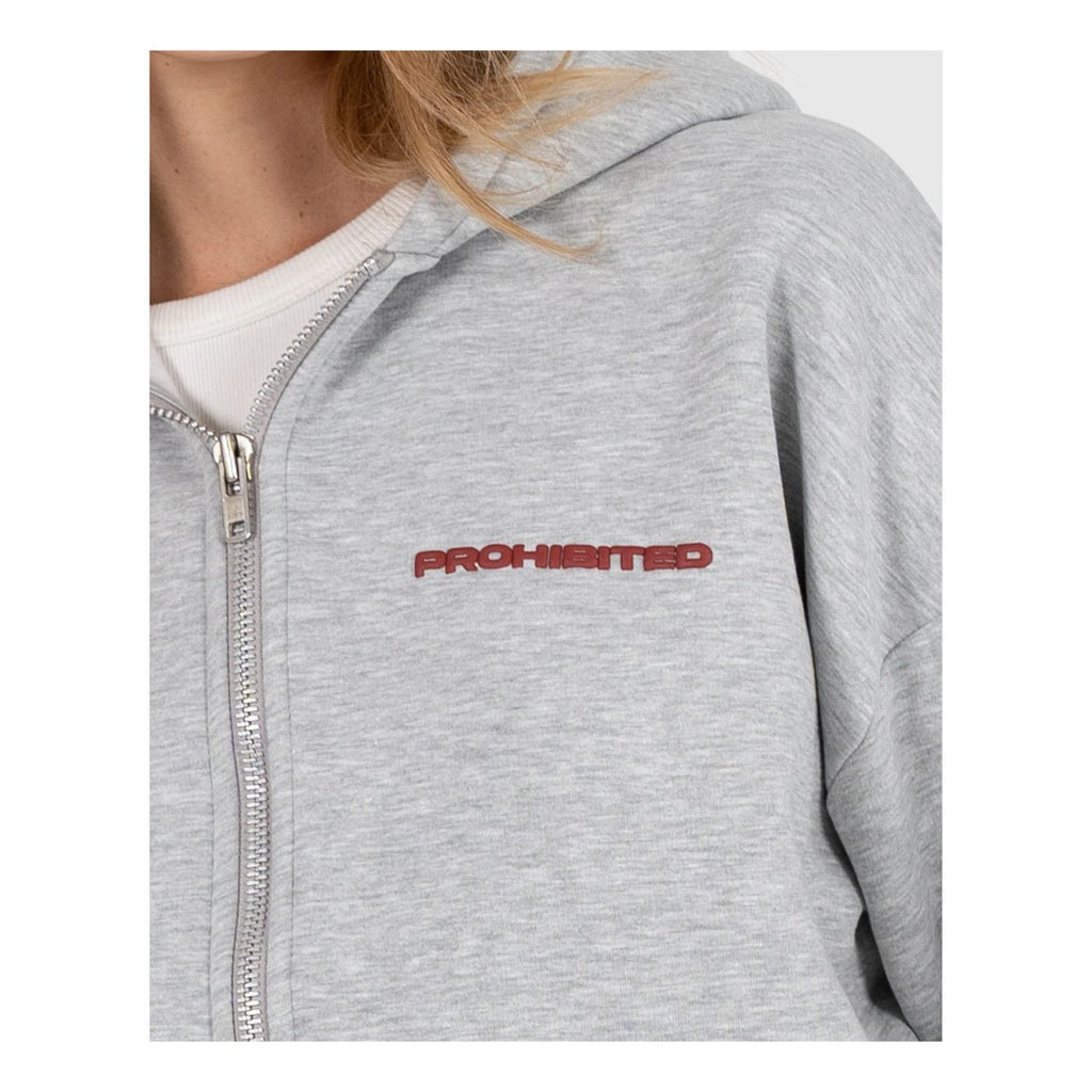 Grey Prohibited 10119 Brushed Unisex Zip Hoodie