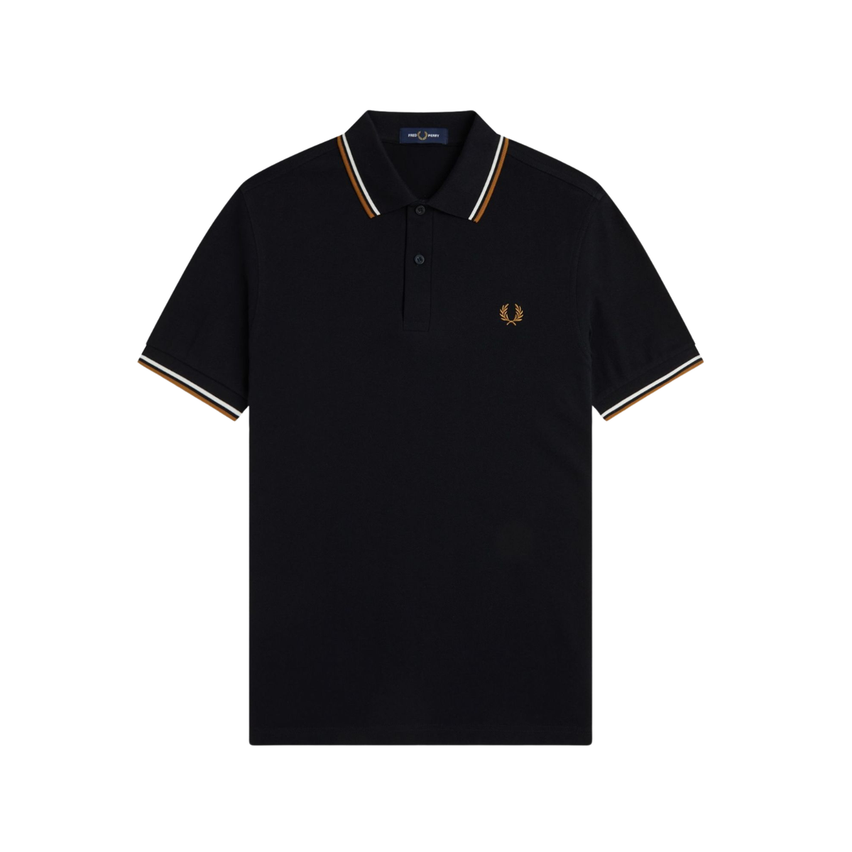 Polo Preto M3600 Fred Perry com duplas riscas