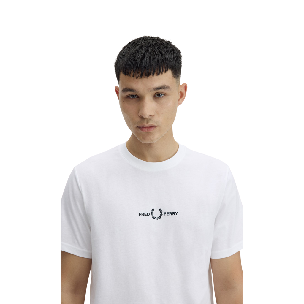 T-Shirt Branca para homem Fred Perry Logo Bordado