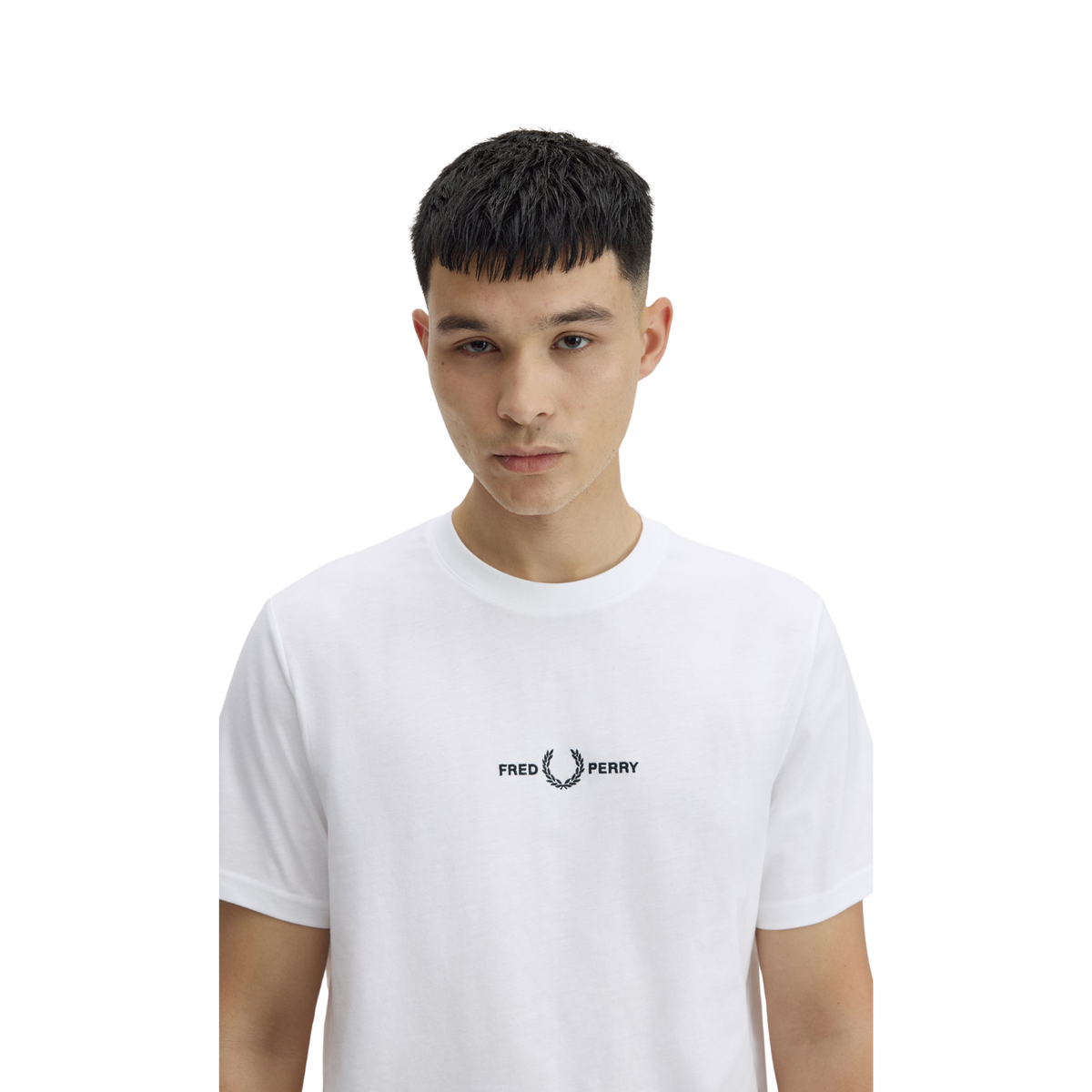T-Shirt Branca para homem Fred Perry Logo Bordado