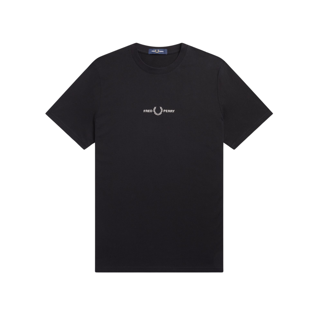 T-Shirt Preta para homem Fred Perry Logo Bordado
