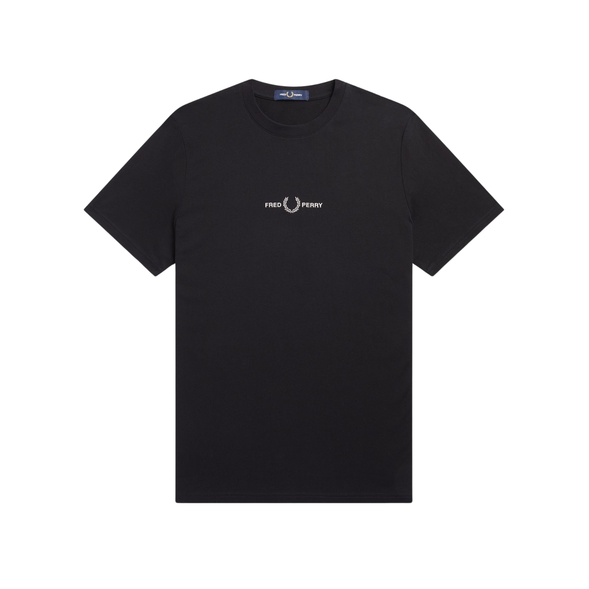 T-Shirt Preta para homem Fred Perry Logo Bordado