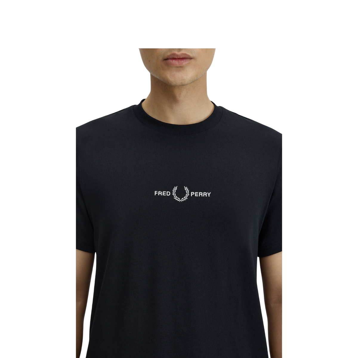 T-Shirt Preta para homem Fred Perry Logo Bordado