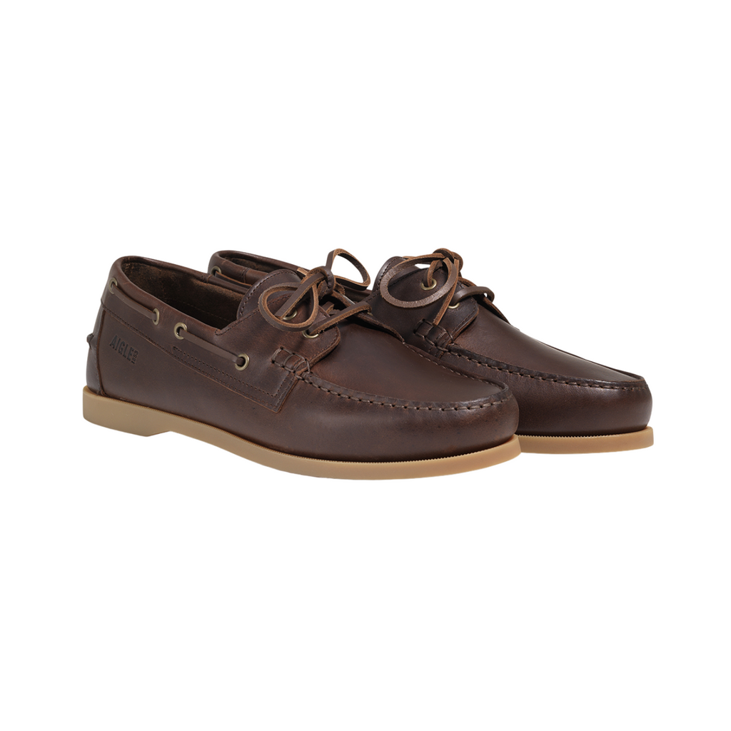 AIGLE Nubile Boat Brown Leather Shoe
