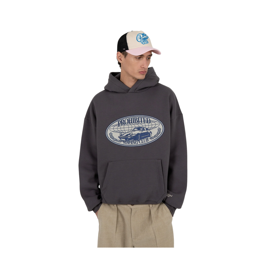 Hoodie Racecore Prohibited Cinzento Cardado Unissexo