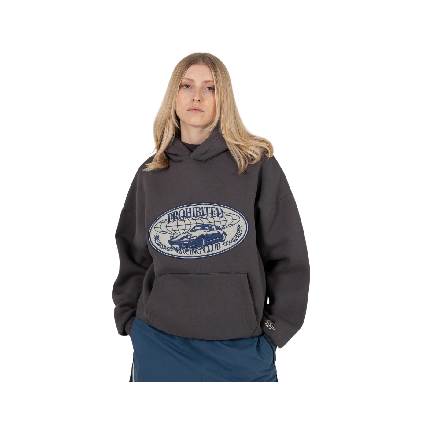 Hoodie Racecore Prohibited Grey Brushed Unisex