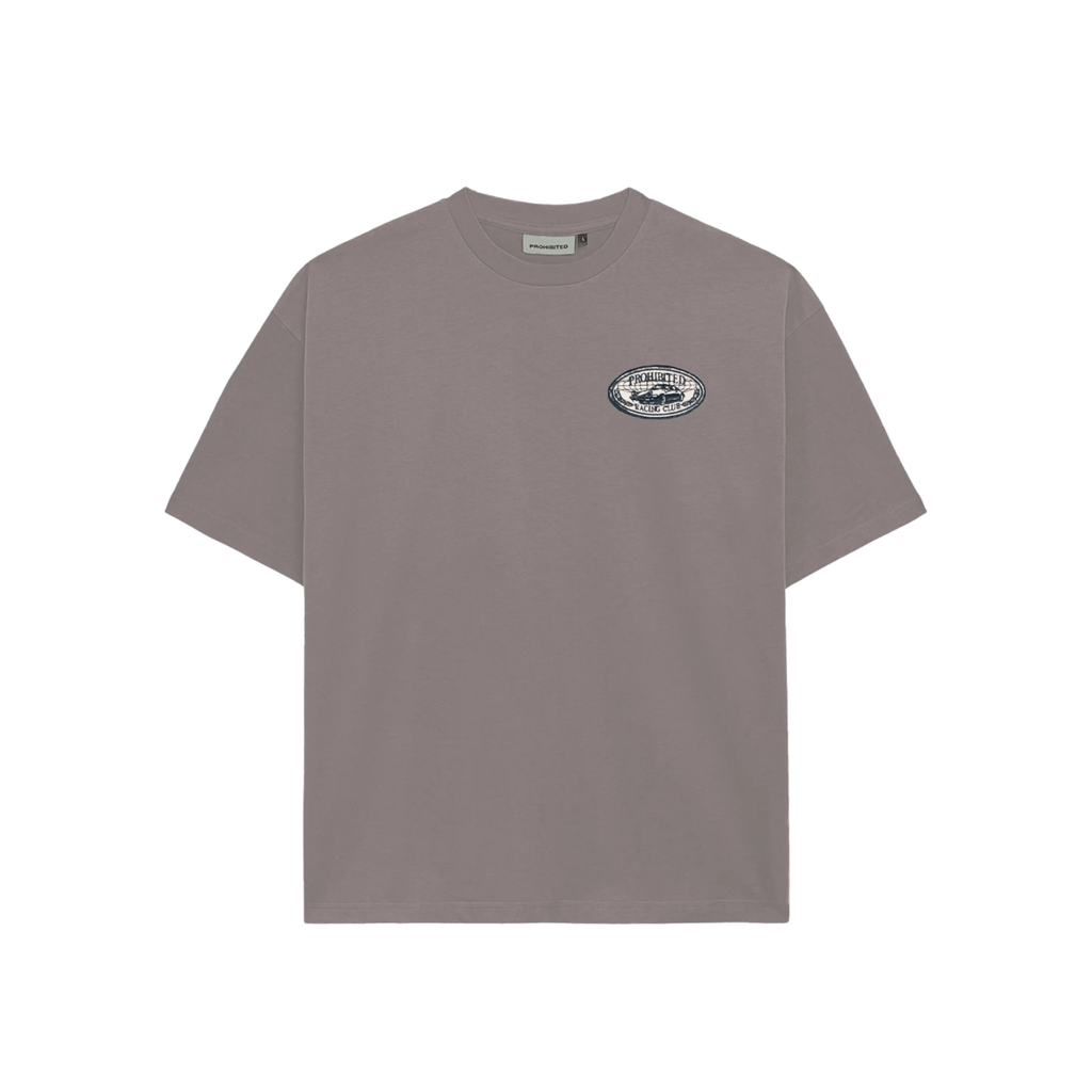 T-Shirt Racecore Cinzenta Prohibited Oversized Crop Fit