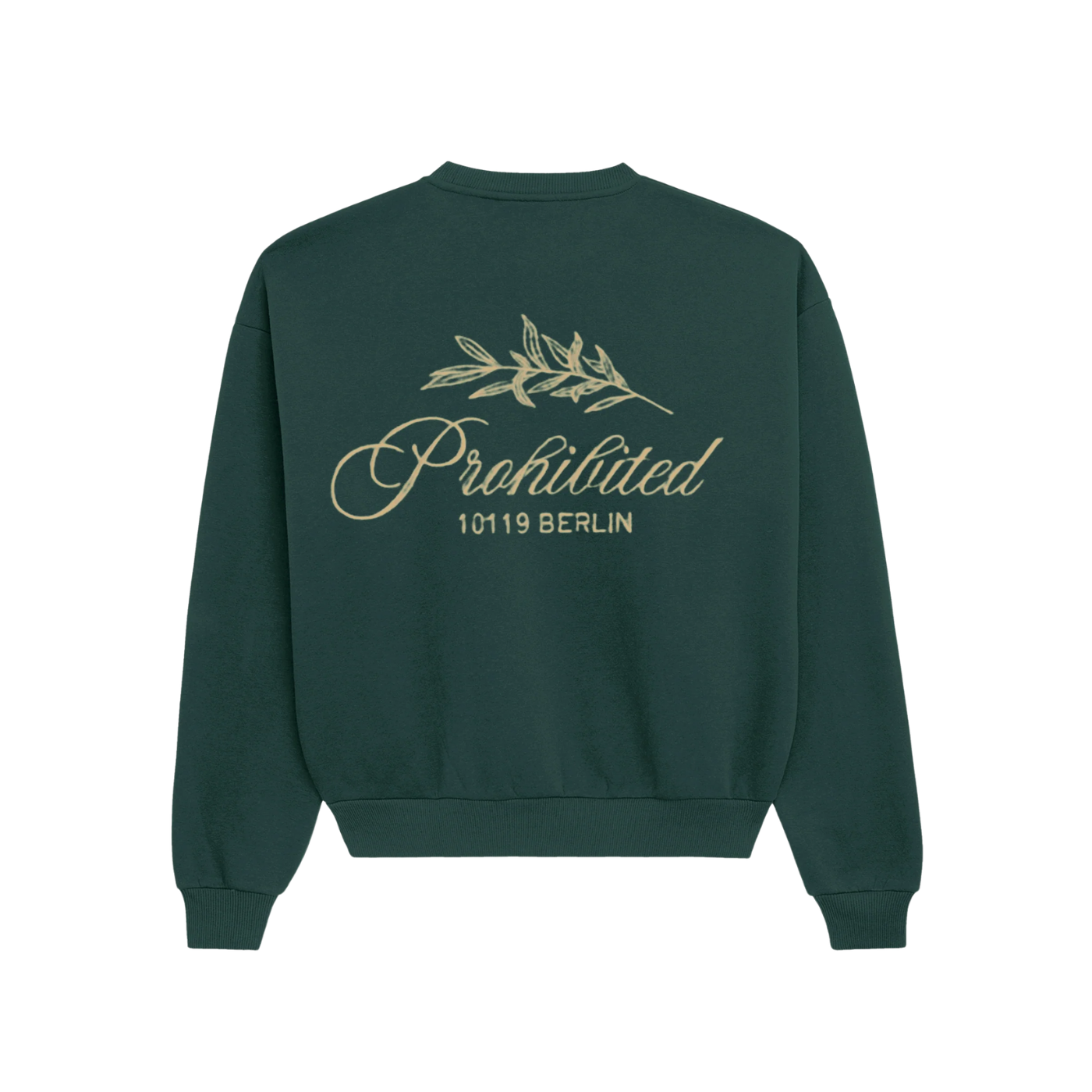 Crew Neck Green Prohibited PB Leaf Brushed Sweatshirt Unisex