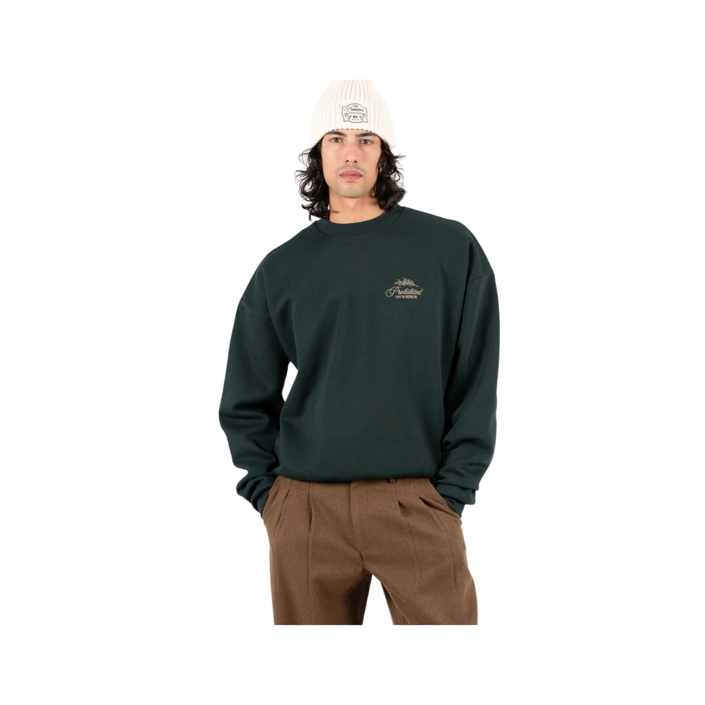 Sweatshirt Crew Neck Verde PB Leaf Prohibited Cardada Unissexo