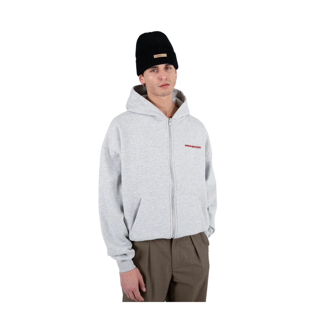 Hoodie com Fecho Cinzento Prohibited 10119 Cardado Unissexo