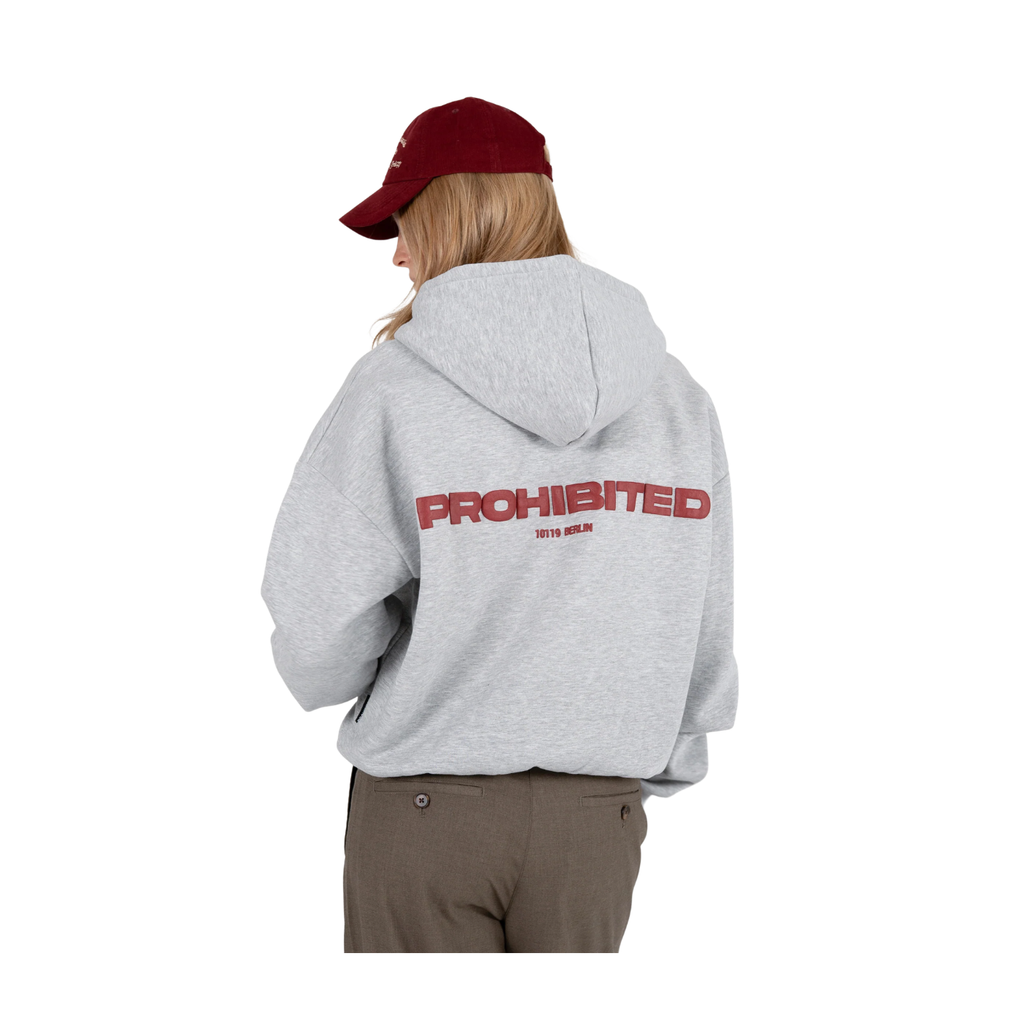 Hoodie com Fecho Cinzento Prohibited 10119 Cardado Unissexo
