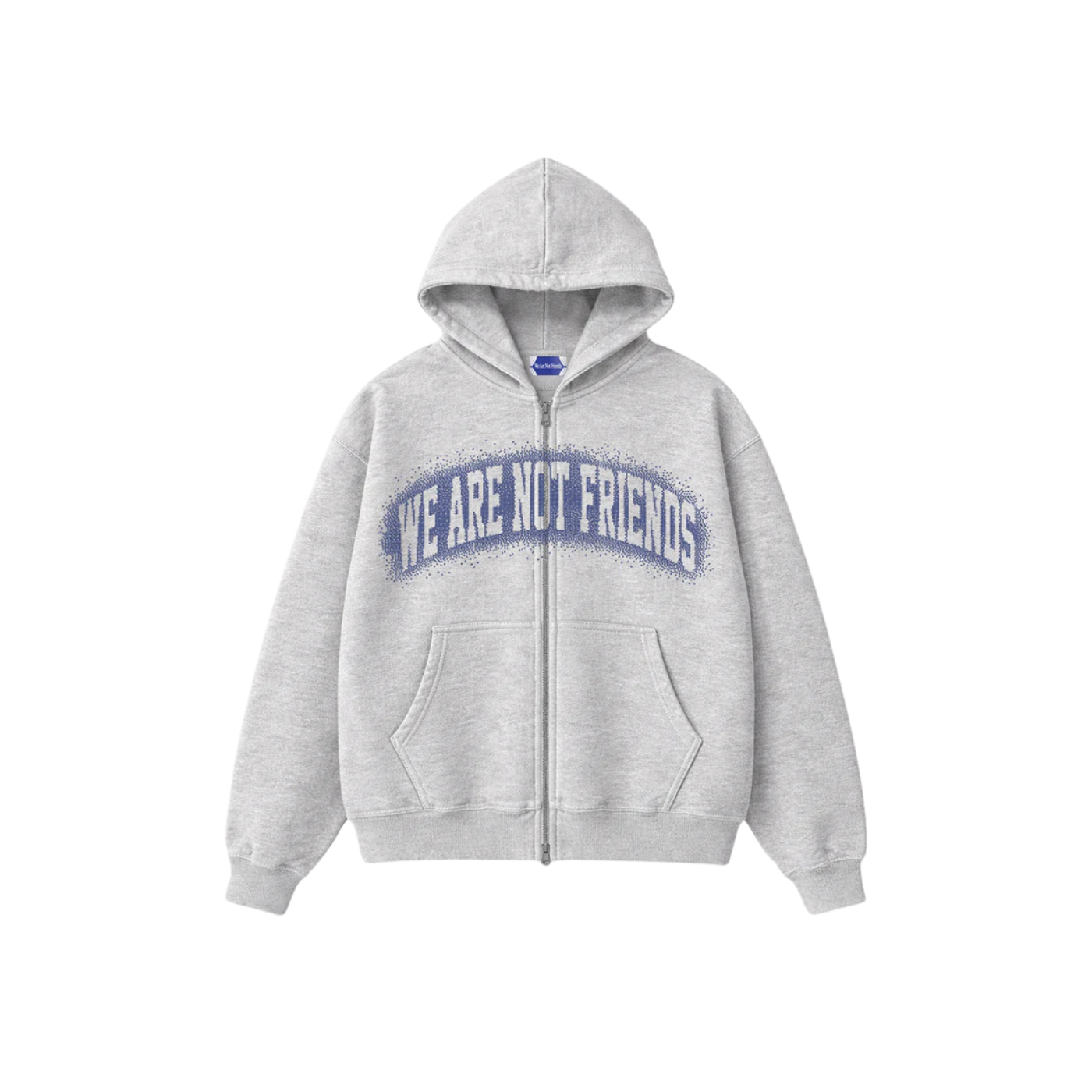 Hoodie Oversized Cinzento com Fecho We Are Not Friends Pixel Logo